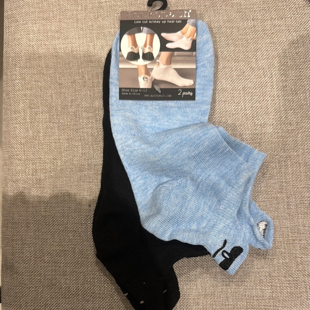 New Sockopath 2pk Men's Low Cut Socks - Black & Blue w/expression heel tabs